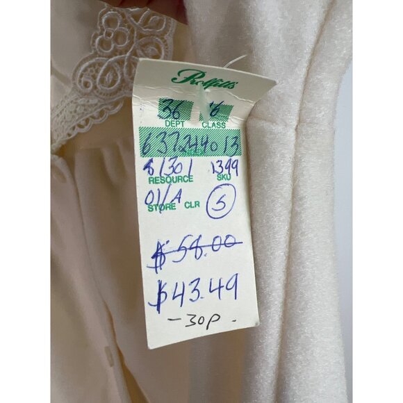 VTG Shadowline Cream Button-Down Robe Housecoat Lace Collar & Pockets Small - Picture 4 of 7